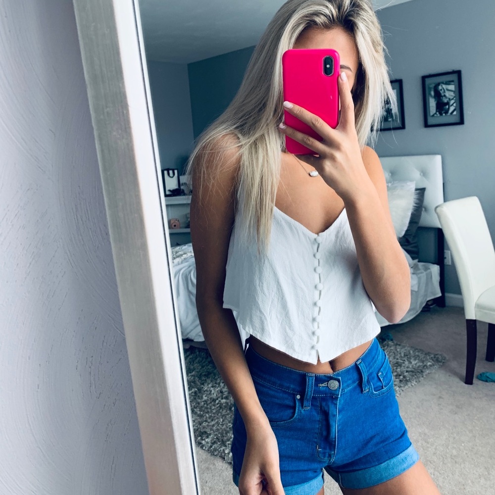 white button up tank top